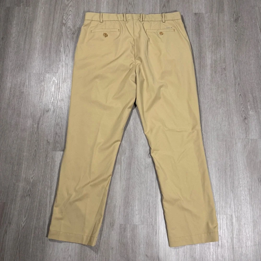 RLX Ralph Lauren Mens Khaki Tan Golf Chino Pants Flat Front Performance Trousers